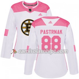 Camisola Boston Bruins David Pastrnak 88 Adidas 2017-2018 Branco Rosa Fashion Authentic - Mulher
